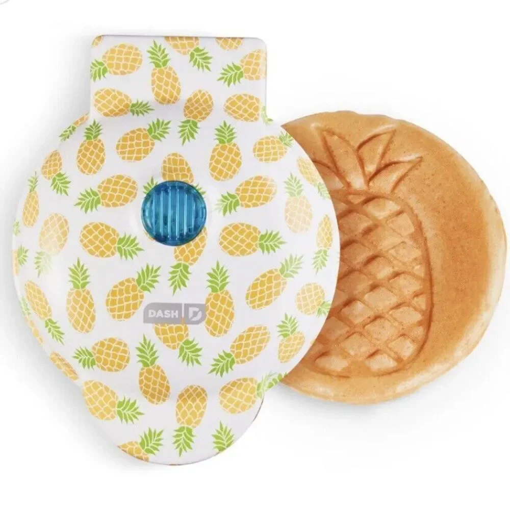 NWT in Box Gorgeous Dash White Yellow Pineapple Mini Waffle Maker w/Recipe Book